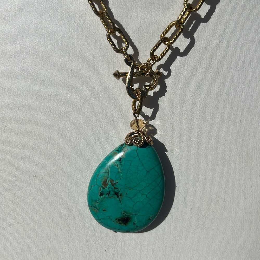 Vintage Oval Turquoise Pendant necklace